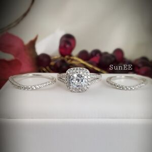 NEW 925 STERLING SILVER WOMENS WEDDING ENGAGEMENT DIAMOND SET RING